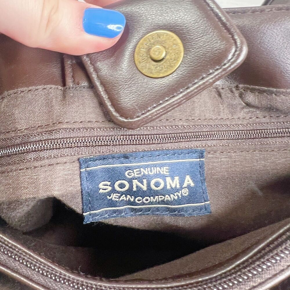 Vintage Sonoma Brown and Tan Suede Patchwork Shoulder Bag Purse - Picture 6 of 9